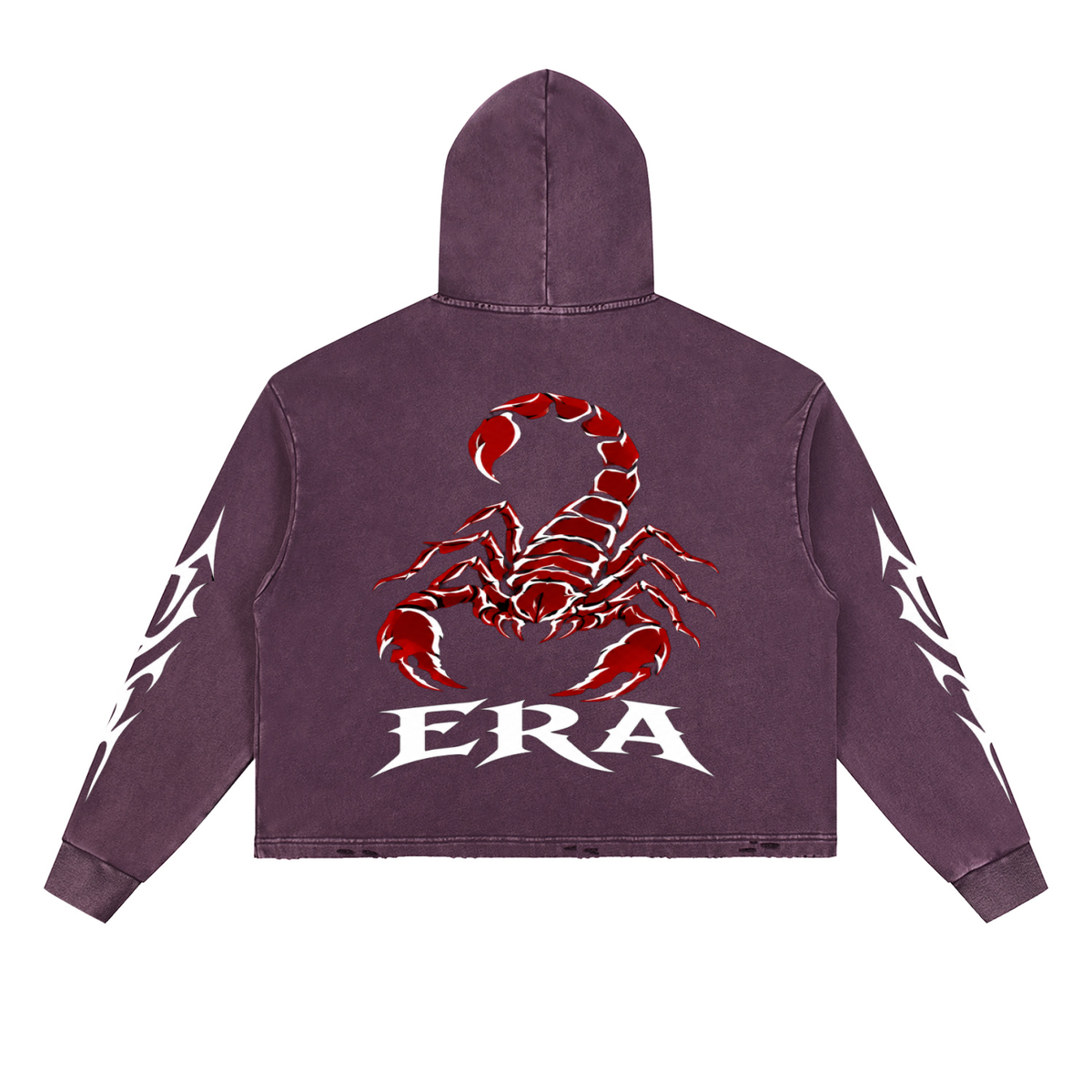 Vintage Washed Frayed-Hem Hoodie