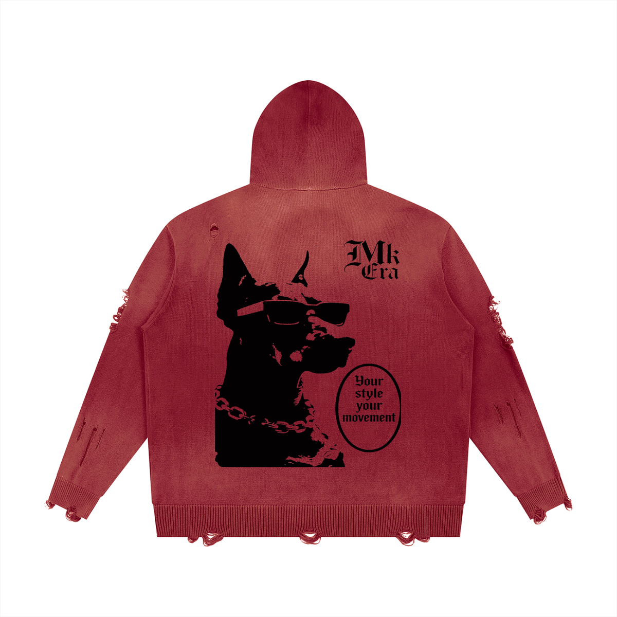 Unisex Distressed Full Zip Sweater