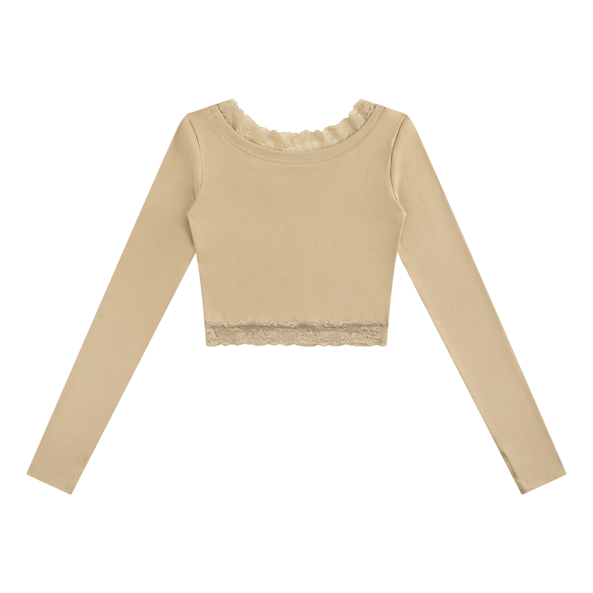 Women's Lace Trim Long Sleeve T-Shirt