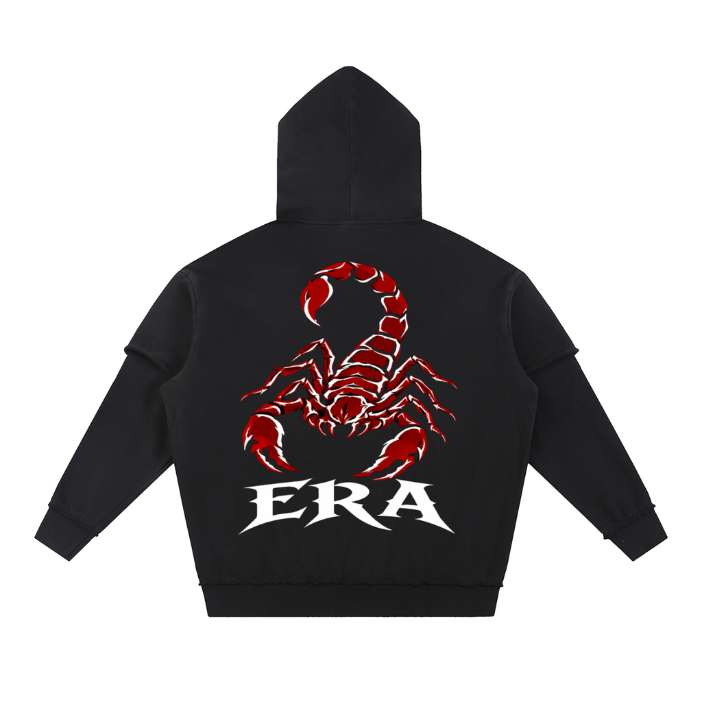 Snow Washed Raw Edge Double Layered Hoodie