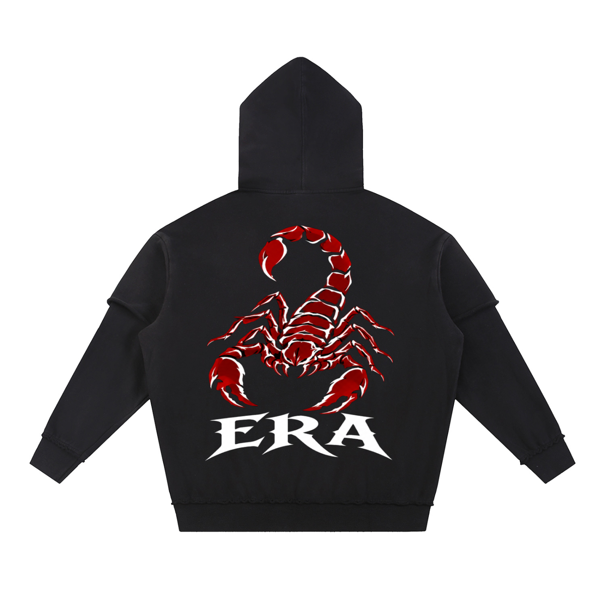 Snow Washed Raw Edge Double Layered Hoodie