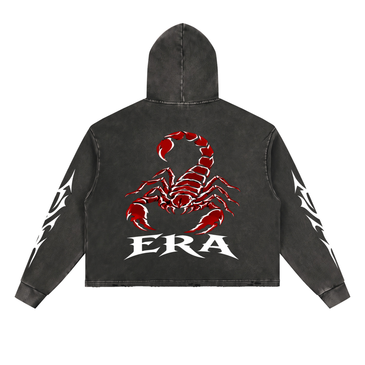 Vintage Washed Frayed-Hem Hoodie