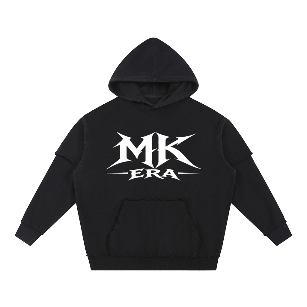 Snow Washed Raw Edge Double Layered Hoodie