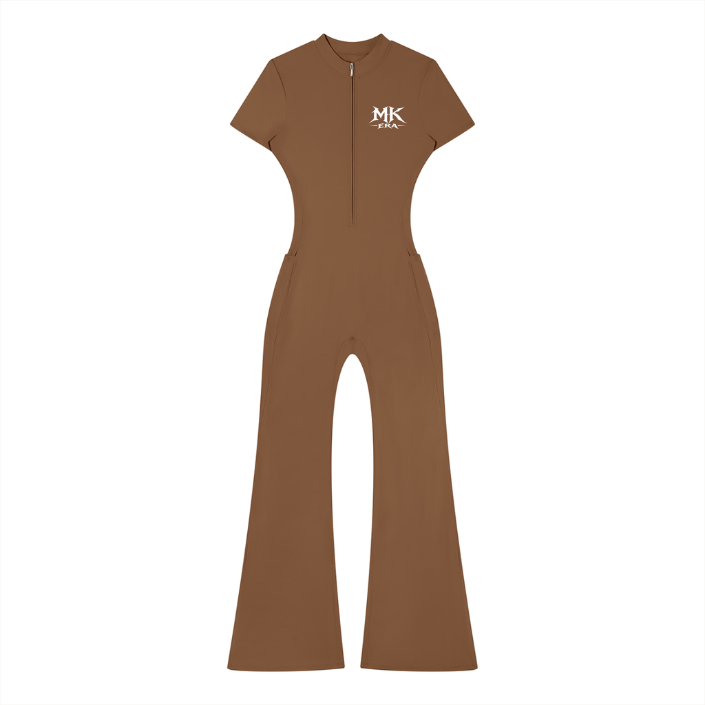 Women’s Tight Flared Leg Quarter-Zip Jumpsuit