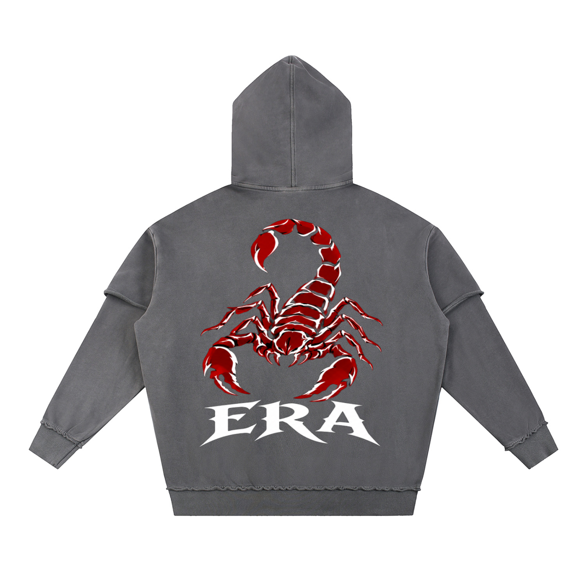 Snow Washed Raw Edge Double Layered Hoodie